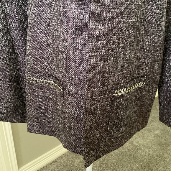 Alfred Dunner Purple Tweed Jacket Blazer with Chain Accents size 16 - Picture 4 of 9